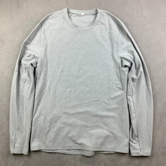 Lululemon Mens Shirt Small Light Gray Heather Surge Warm Long Sleeve Running - Picture 1 of 8